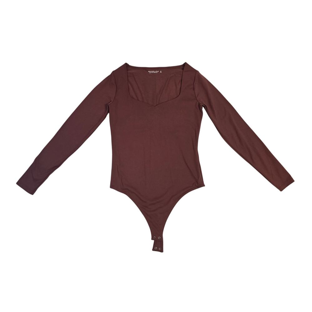 Abercrombie & Fitch Soft A&F Brown Long Sleeve Bodysuit Women’s M Snap